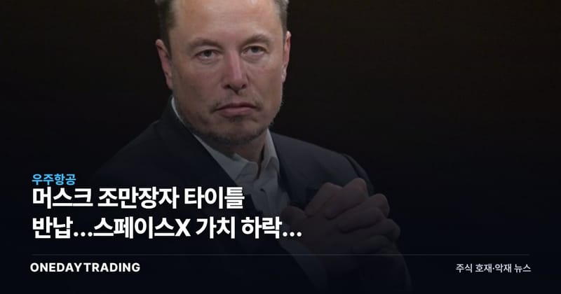 머스크 조만장자 타이틀 반납…스페이스X 가치 하락이 테슬라에 던지는 신호