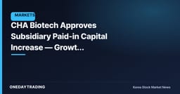 CHA Biotech Approves Subsidiary Paid-in Capital Increase — Growth Investment or Financial Burden?