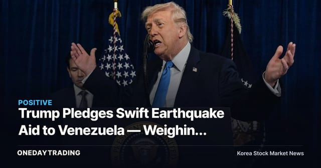 Trump Pledges Swift Earthquake Aid to Venezuela — Weighing Oil-Sanctions Relief and Crude Prices