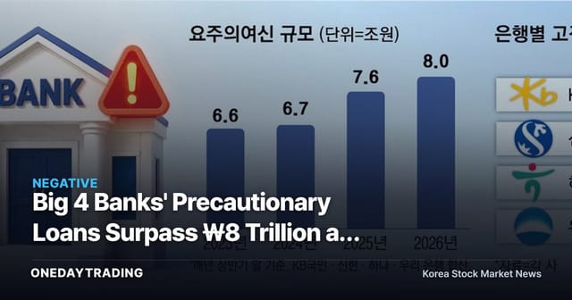 Big 4 Banks' Precautionary Loans Surpass ₩8 Trillion as Bad-Debt Growth Outpaces Total Lending 6-Fold