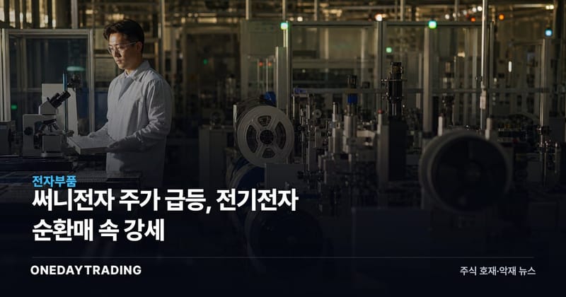 써니전자 주가 급등, 전기전자 순환매 속 강세
