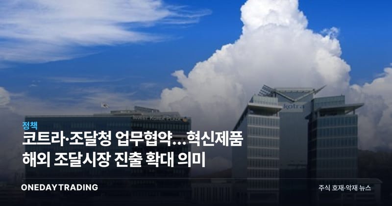 코트라·조달청 업무협약…혁신제품 해외 조달시장 진출 확대 의미