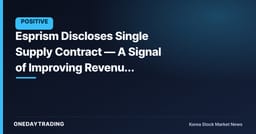 Esprism Discloses Single Supply Contract — A Signal of Improving Revenue Visibility