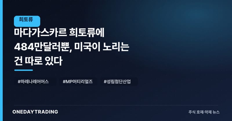 마다가스카르 희토류에 484만달러뿐, 미국이 노리는 건 따로 있다