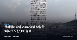 한화갤러리아 2367억에 낙찰한 '더피크 도산', PF 경색이 내놓은 매물