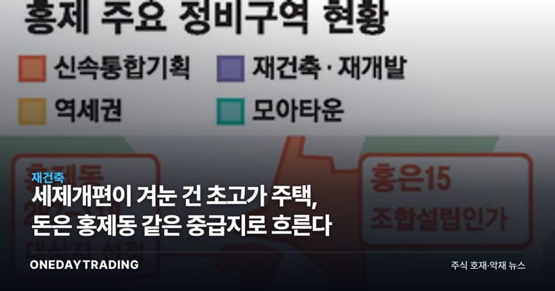 세제개편이 겨눈 건 초고가 주택, 돈은 홍제동 같은 중급지로 흐른다