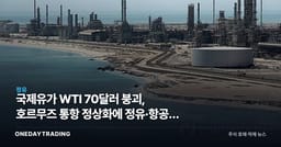 국제유가 WTI 70달러 붕괴, 호르무즈 통항 정상화에 정유·항공주 손익 갈린다