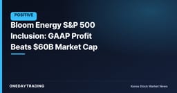 Bloom Energy S&P 500 Inclusion: GAAP Profit Beats $60B Market Cap