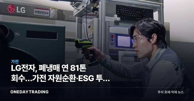 LG전자, 폐냉매 연 81톤 회수…가전 자원순환·ESG 투자 포인트는