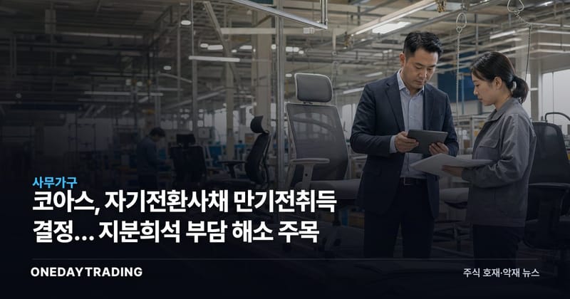 코아스, 자기전환사채 만기전취득 결정… 지분희석 부담 해소 주목