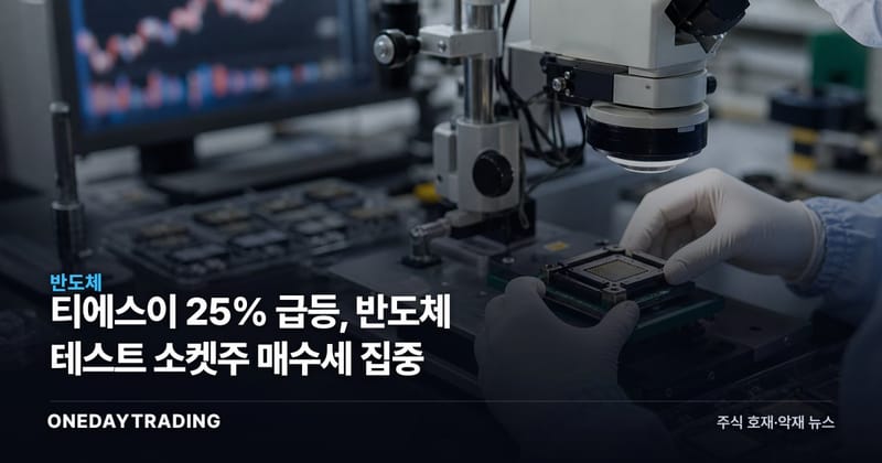 티에스이 25% 급등, 반도체 테스트 소켓株 매수세 집중