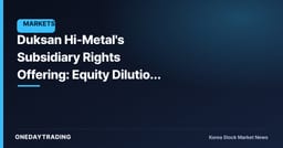 Duksan Hi-Metal's Subsidiary Rights Offering: Equity Dilution or Fresh Capital Injection?