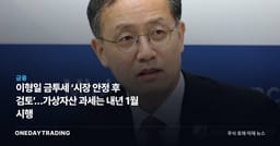 이형일 금투세 ‘시장 안정 후 검토’…가상자산 과세는 내년 1월 시행