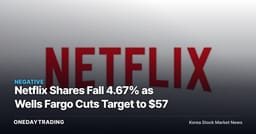 Netflix Shares Fall 4.67% as Wells Fargo Cuts Target to $57