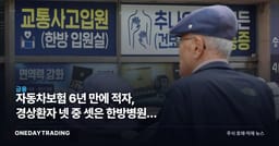 자동차보험 6년 만에 적자, 경상환자 넷 중 셋은 한방병원에 눕는다