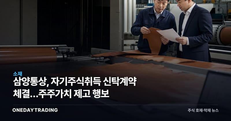 삼양통상, 자기주식취득 신탁계약 체결…주주가치 제고 행보