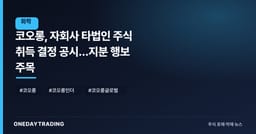 코오롱, 자회사 타법인 주식 취득 결정 공시…지분 행보 주목