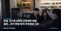 한샘, 자기주식취득 신탁계약 체결 결정…주가 하방 방어·주주환원 신호