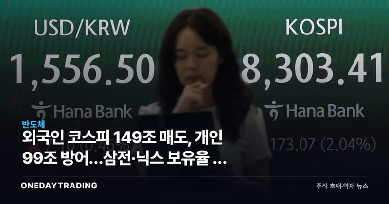 외국인 코스피 149조 매도, 개인 99조 방어…삼전·닉스 보유율 뚝 떨어진 이유