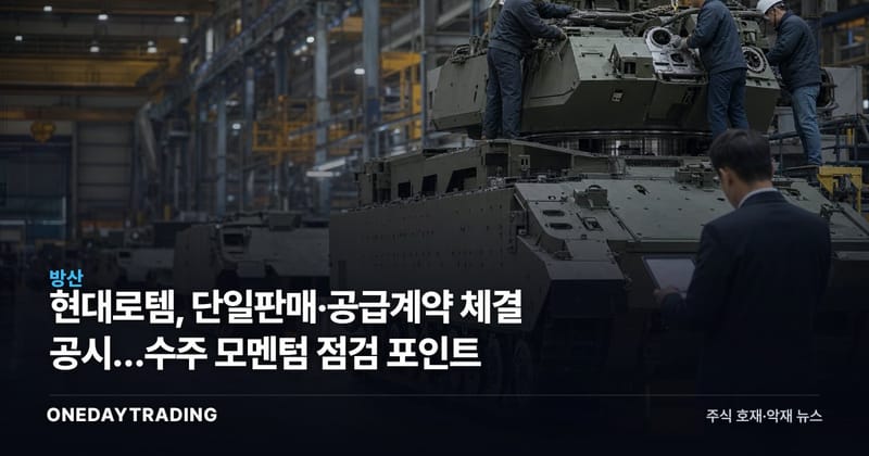 현대로템, 단일판매·공급계약 체결 공시…수주 모멘텀 점검 포인트