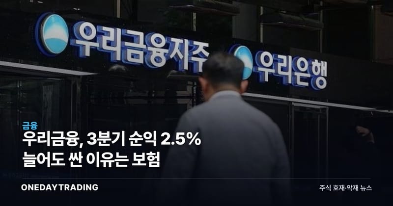 우리금융, 3분기 순익 2.5% 늘어도 싼 이유는 보험