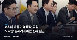 코스피 이틀 연속 폭락, 국힘 '도박판' 공세가 가리는 진짜 원인