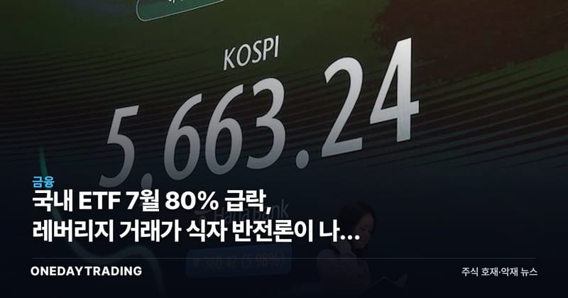 국내 ETF 7월 80% 급락, 레버리지 거래가 식자 반전론이 나온 이유