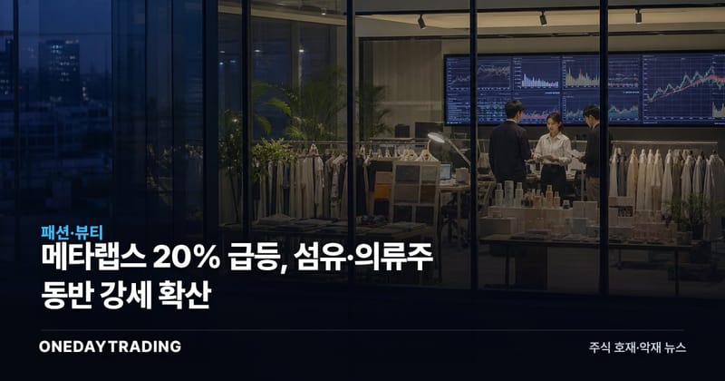 메타랩스 20% 급등, 섬유·의류주 동반 강세 확산
