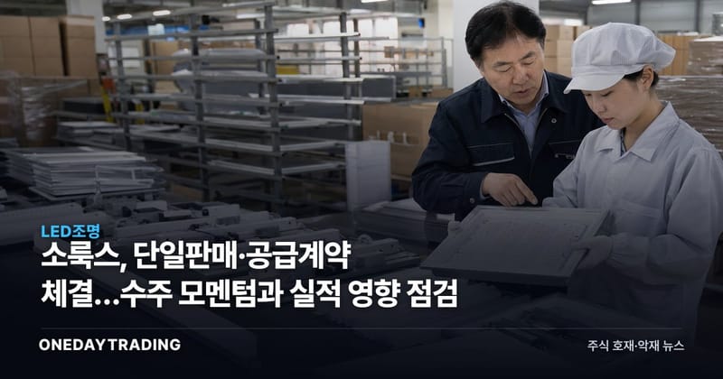 소룩스, 단일판매·공급계약 체결…수주 모멘텀과 실적 영향 점검
