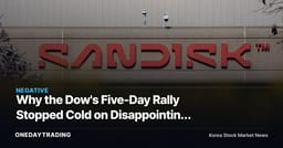 Why the Dow's Five-Day Rally Stopped Cold on Disappointing AI Memory Stock Guidance