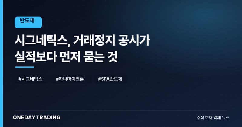 시그네틱스, 거래정지 공시가 실적보다 먼저 묻는 것