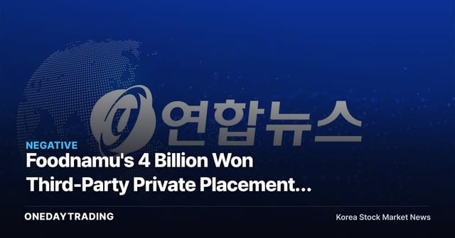 Foodnamu's 4 Billion Won Third-Party Private Placement: Why the Purpose Is 'Operating Funds'