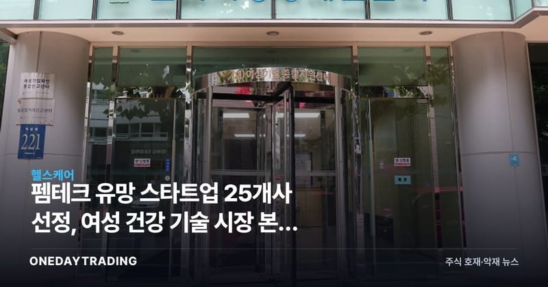 펨테크 유망 스타트업 25개사 선정, 여성 건강 기술 시장 본격 개화하나