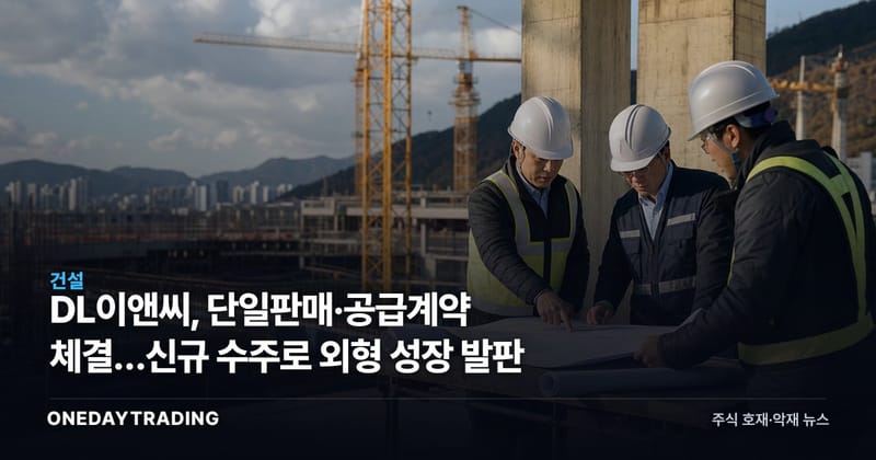 DL이앤씨, 단일판매·공급계약 체결…신규 수주로 외형 성장 발판