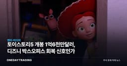 토이스토리5 개봉 1억6천만달러, 디즈니 박스오피스 회복 신호인가