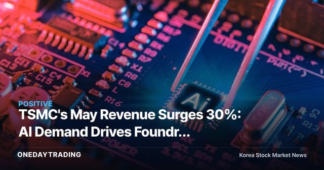 TSMC's May Revenue Surges 30%: AI Demand Drives Foundry Earnings and a Valuation Check