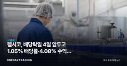 펩시코, 배당락일 4일 앞두고 1.05% 배당률·4.08% 수익률 간극