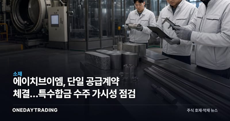 에이치브이엠, 단일 공급계약 체결…특수합금 수주 가시성 점검