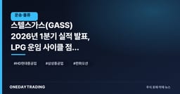 스텔스가스(GASS) 2026년 1분기 실적 발표, LPG 운임 사이클 점검 포인트