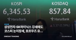 삼성전자·SK하이닉스 강세에도 코스피 눈치장세, 호르무즈 유가 리스크가 변수