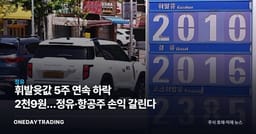 휘발윳값 5주 연속 하락 2천9원…정유·항공주 손익 갈린다