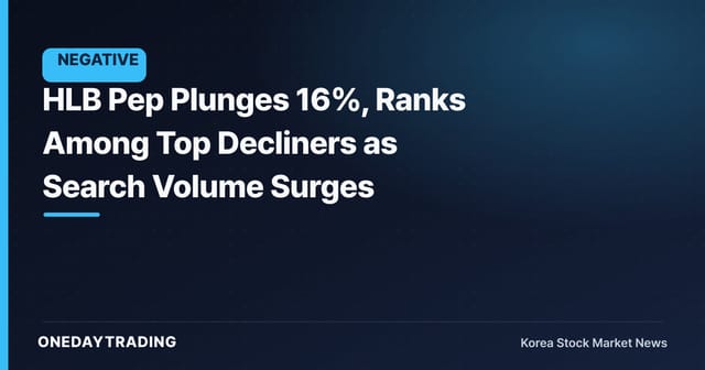 HLB Pep Plunges 16%, Ranks Among Top Decliners as Search Volume Surges