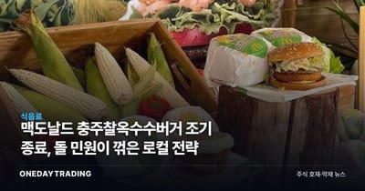 맥도날드 충주찰옥수수버거 조기 종료, 돌 민원이 꺾은 로컬 전략