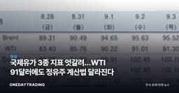 국제유가 3종 지표 엇갈려…WTI 91달러에도 정유주 계산법 달라진다