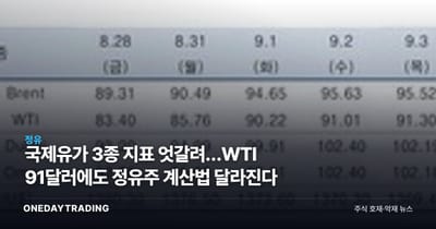 국제유가 3종 지표 엇갈려…WTI 91달러에도 정유주 계산법 달라진다