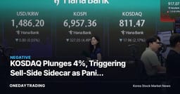 KOSDAQ Plunges 4%, Triggering Sell-Side Sidecar as Panic Selling Spreads Following KOSPI