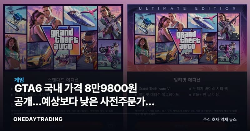 GTA6 국내 가격 8만9800원 공개…예상보다 낮은 사전주문가의 의미
