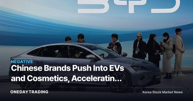 Chinese Brands Push Into EVs and Cosmetics, Accelerating Their Grip on Korea's Consumer Market