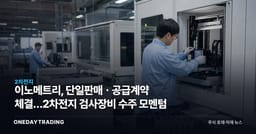 이노메트리, 단일판매ㆍ공급계약 체결…2차전지 검사장비 수주 모멘텀