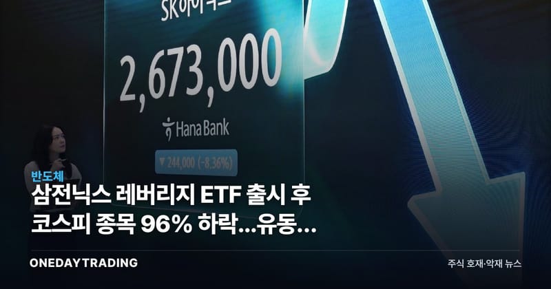 삼전닉스 레버리지 ETF 출시 후 코스피 종목 96% 하락...유동성 쏠림 경고